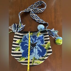 Handcrafted Blue Floral Women Bag